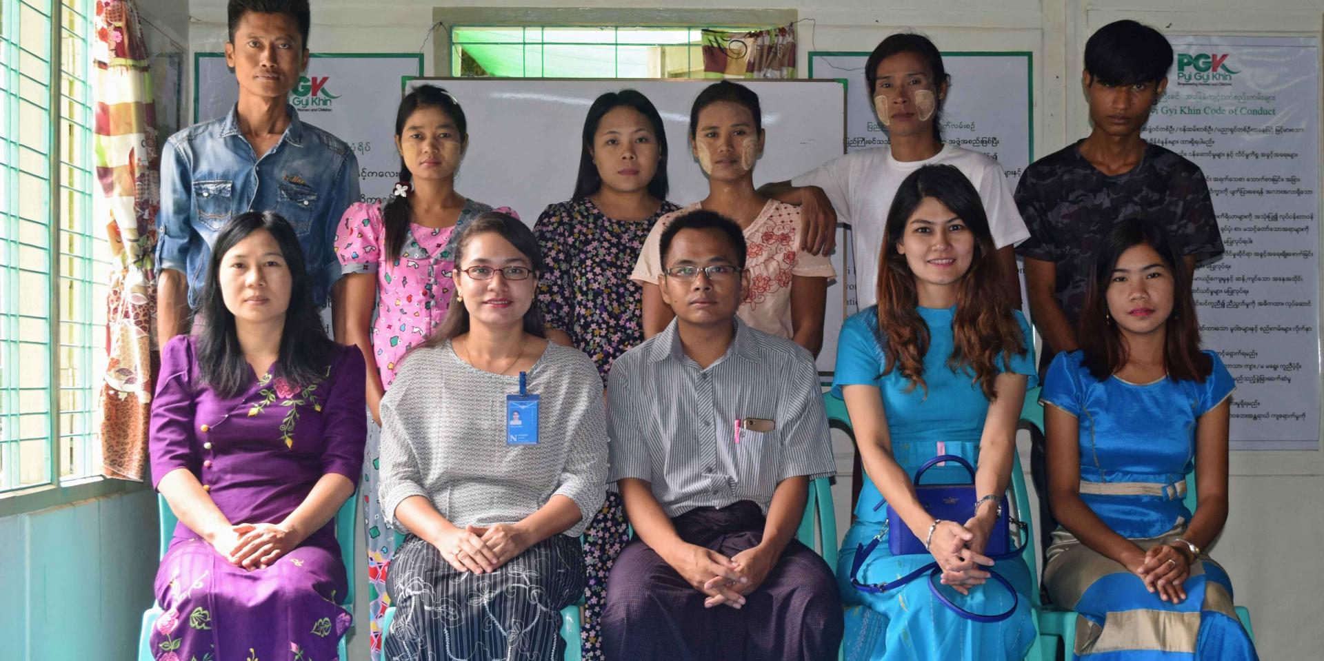 Centre officer Dr Ko Ko Maung together with the Pyi Gyi Khin Magway KPSC team and UNOPS-PR.