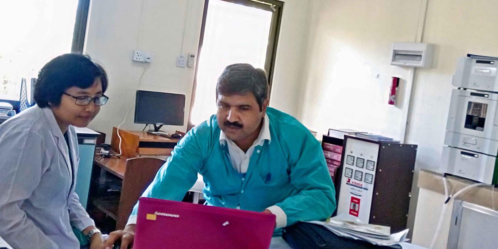 UNOPS-PR is providing support to strengthen the capacity of the Myanmar Food and Drug Administration (FDA)’s National Reference Pharmaceutical Chemistry Laboratory, which includes support to establish a vigilant drug quality monitoring system, for calibration services for laboratory equipment, for provision of high-tech laboratory equipment and for capacity building of national staff. UNOPS-PR Quality Assurance Specialist Muhammad Masood at the Myanmar FDA Pharmaceutical Chemistry Laboratory in Nay Pyi Taw.