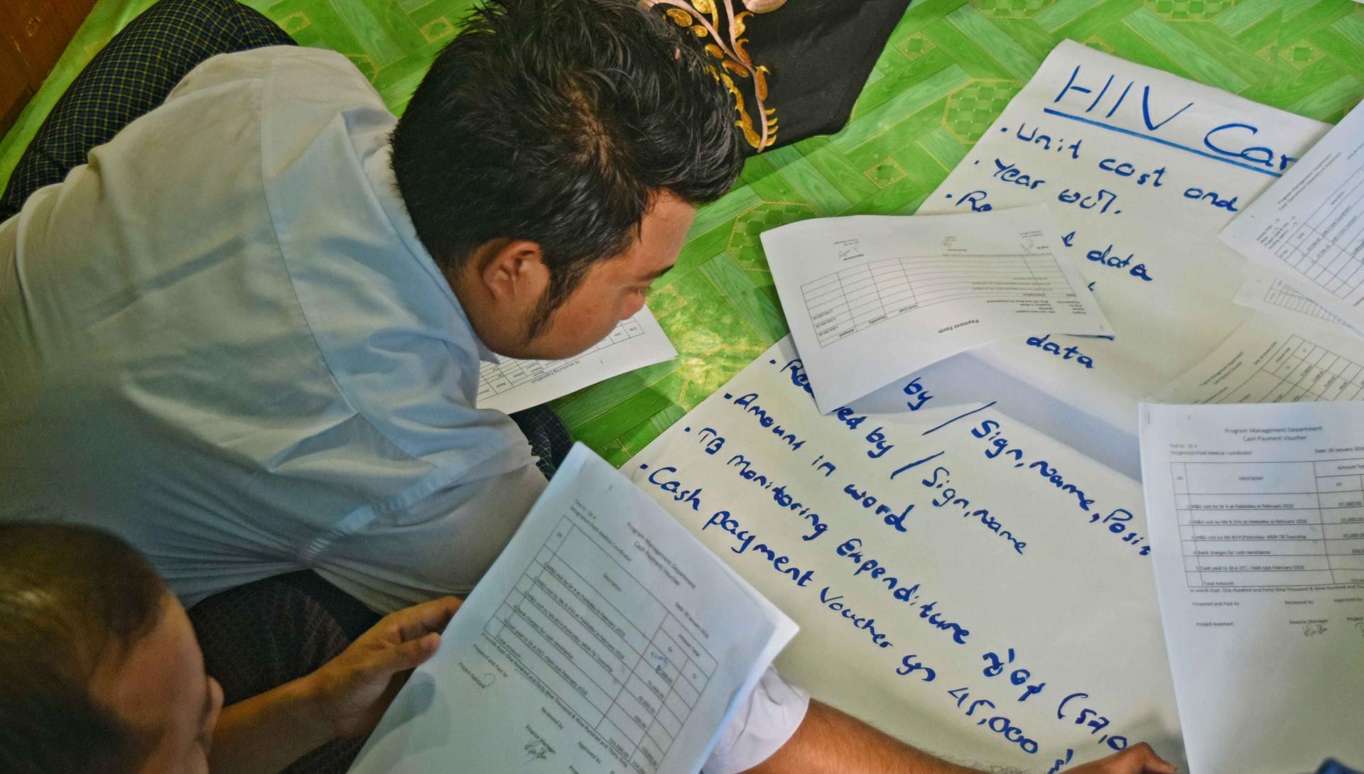 Group work in progress during the training in Myin Gyan 