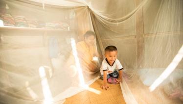 The Myanmar Red Cross Society's “Community-Based Programme for Malaria Prevention” is being implemented in areas where malaria is prevalent. The programme includes the distribution of long-lasting insecticidal bed nets, along with raising awareness of malaria and promoting preventive behaviour.  Ywa Ngan Township, Southern Shan State. Photo: John Rae/The Global Fund