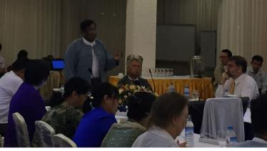 Dr Soe Lwin Nyein, Director General, Department of Public Health, Ministry of Health and Sports delivers an opening remark at the Annual Review Meeting of the National AIDS Programme, Shwe Pyi Taw Hotel, Nay Pyi Taw, May 2016.