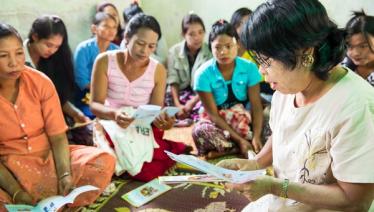 Members of Pyi Gyi Khin’s self-help groups organize regular monthly networking meetings to discuss ways of improving the quality of services for those in need and share information on HIV prevention. Photo: John Rae/The Global Fund
